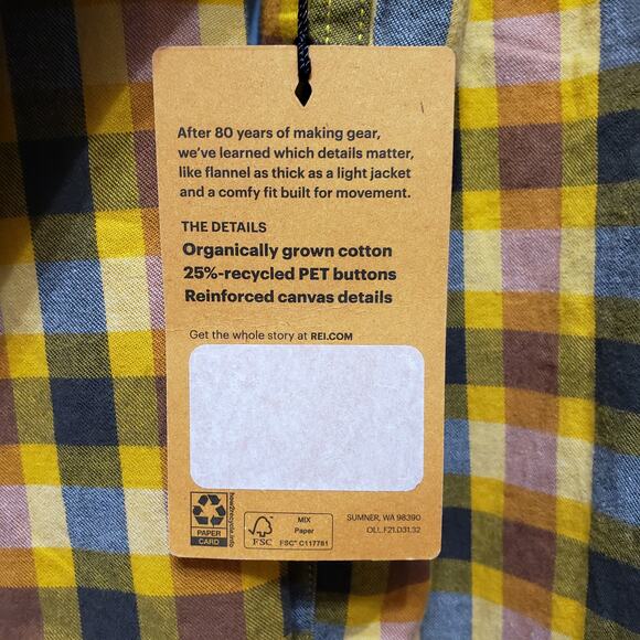 REI Co-Op Heritage Men's Size Small Wallace Lake Flannel Shirt ~NWT *Minor Flaw* - Picture 4 of 10